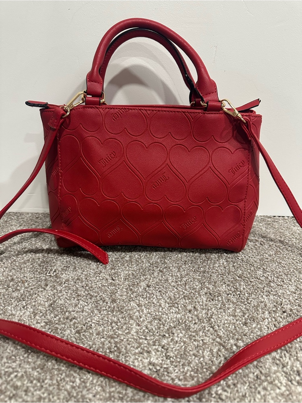 Juicy couture Love Is Juicy Satchel Red Heart Design Purse - Picture 2 of 7